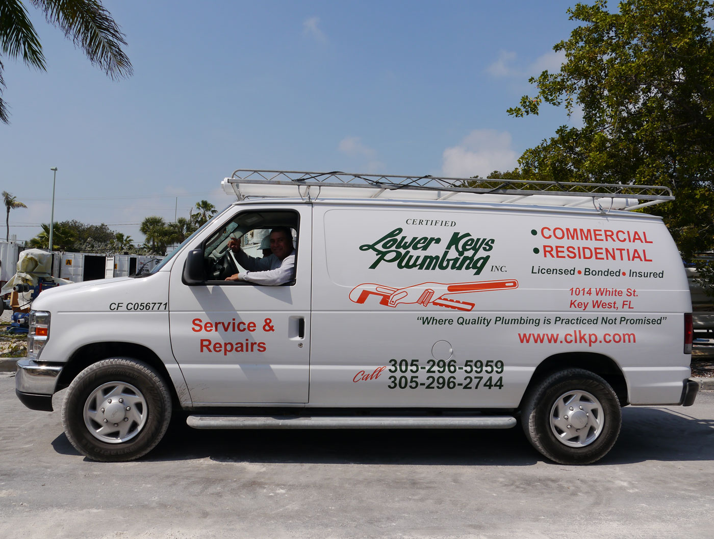 photo of the lower keys plumbing van, which take care of repair and emergency plumbing services in the lower florida keys and Key West Florida 